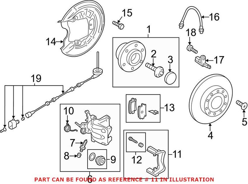 VW Disc Brake Caliper Bracket - Rear Passenger Side 5QM615426A